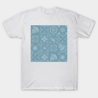 Blue Pastel Talavera Tile Pattern by Akbaly T-Shirt